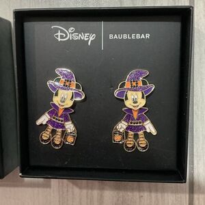 Disney x BaubleBar Minnie Mouse Witch‎ Costume dangle earrings in purple glitter